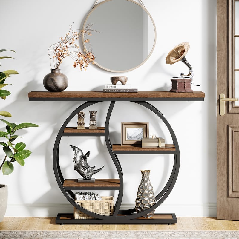 47.24" Entryway Table Wood Accent Tables with Metal Frame