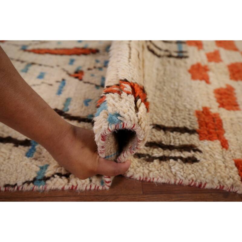 Tribal Plush Moroccan Area Rug Hand-Knotted Wool Carpet - 6'5" x 9'10"