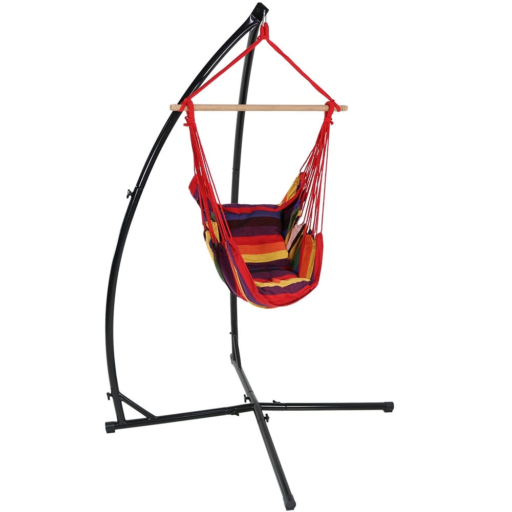 Sunnydaze Decor Sunnydaze Indoor-Outdoor Hanging Hammock Chair Swing and X-Stand Set - Sunset