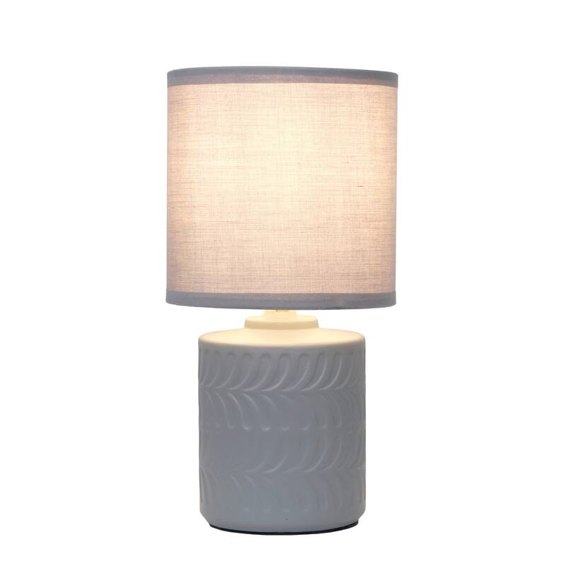 Floral Textured Ceramic Table Lamp with Drum Shade - 10" - Gray