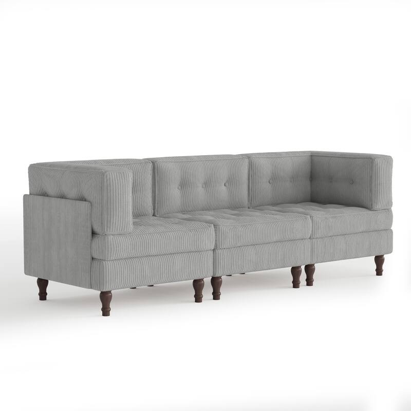98"W Modular Upholstered Corduroy Sectional Sofa for Living Room