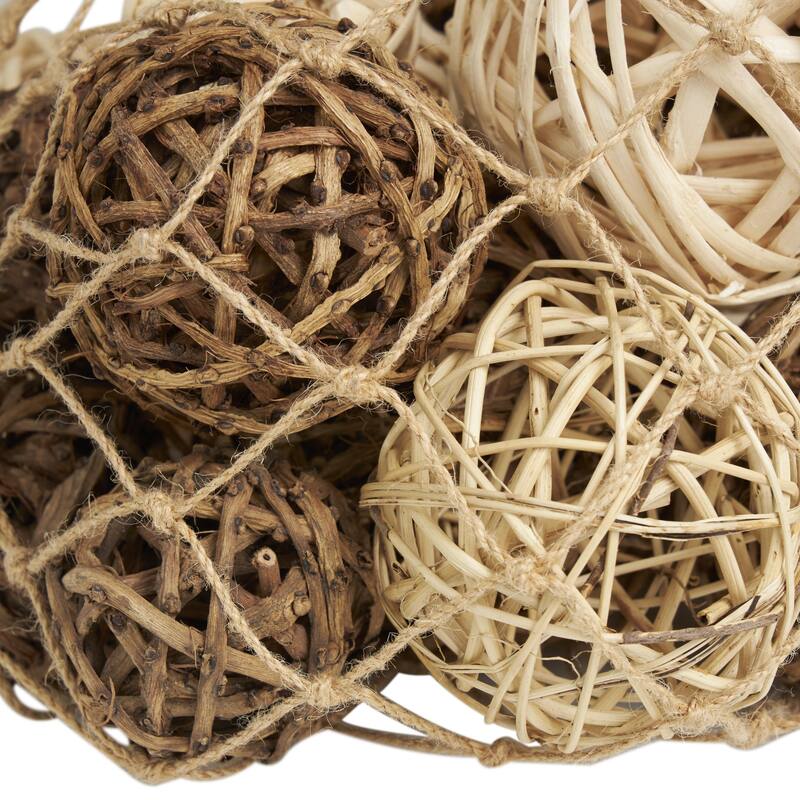 Dried Plant Handmade Orbs & Vase Filler with Fishnet Bag - Beige - Roche River Decor