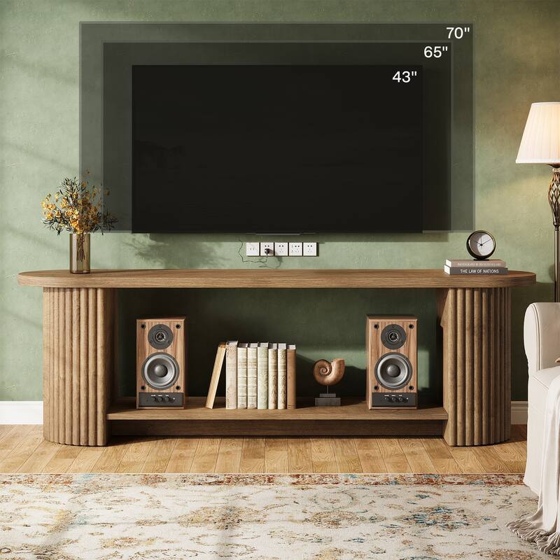 63" Fluted TV Stand, Farmhouse Entertainment Center Media Console Stand