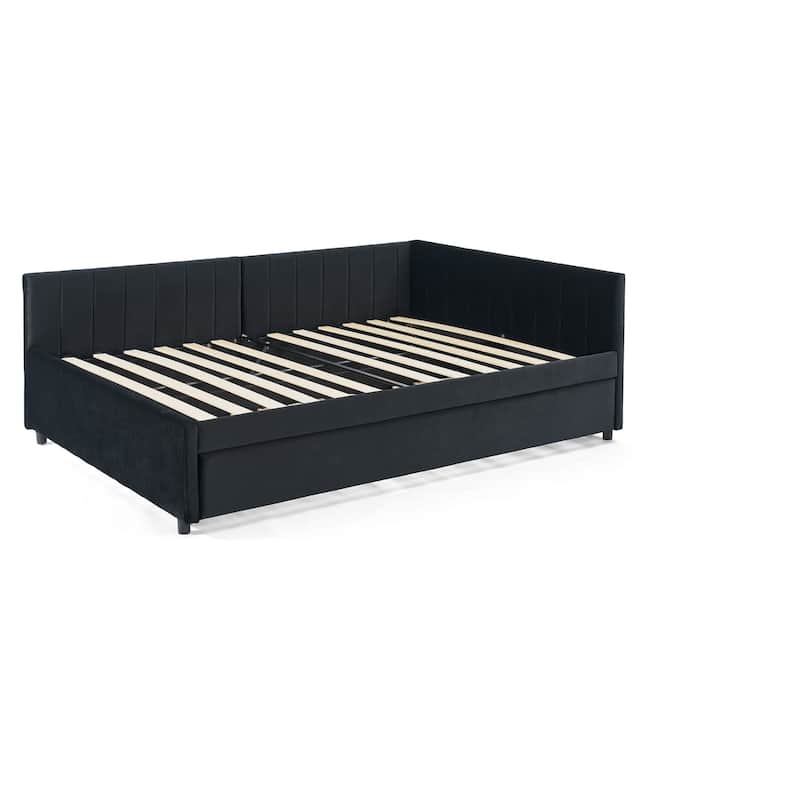 Full Size Daybed with Trundle Upholstered Tufted Sofa Bed,Sofa Bed Frame with Comfortable Backrest and Armrests(79.5"x58"x25")