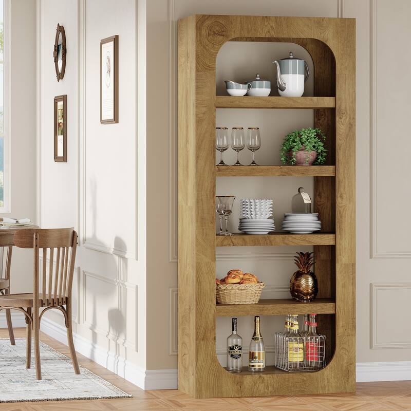 70.9-Inch Tall Bookcase 5-Tier Modern Wood Bookshelf for Living Room
