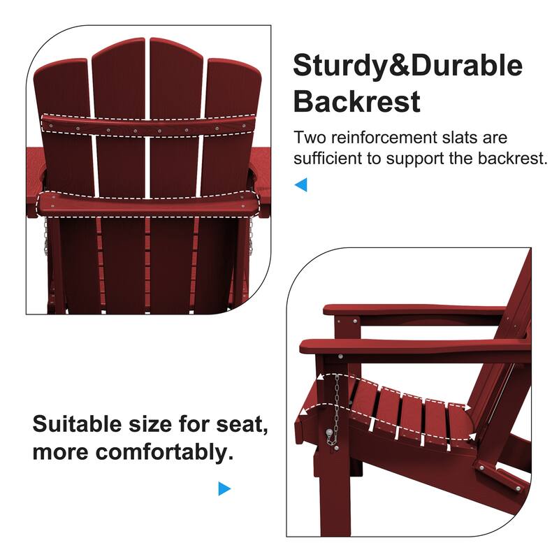 Plastic Folding Outdoor Patio Adirondack Chair With Slat Seat