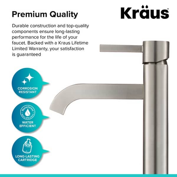 Shop Kraus Ramus 1 Handle 1 Hole Vessel Bathroom Faucet W Pop Up Drain Overstock 4512260 Satin Nickel