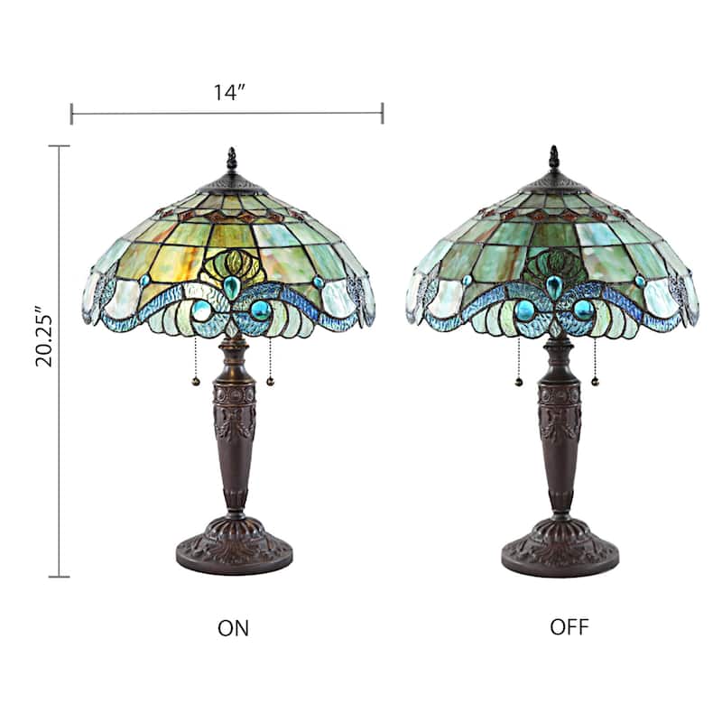 Gracewood Hollow Asdreni 20-inch Stained Glass Tiffany Lamp - 14"L x 14"W x 20.25"H
