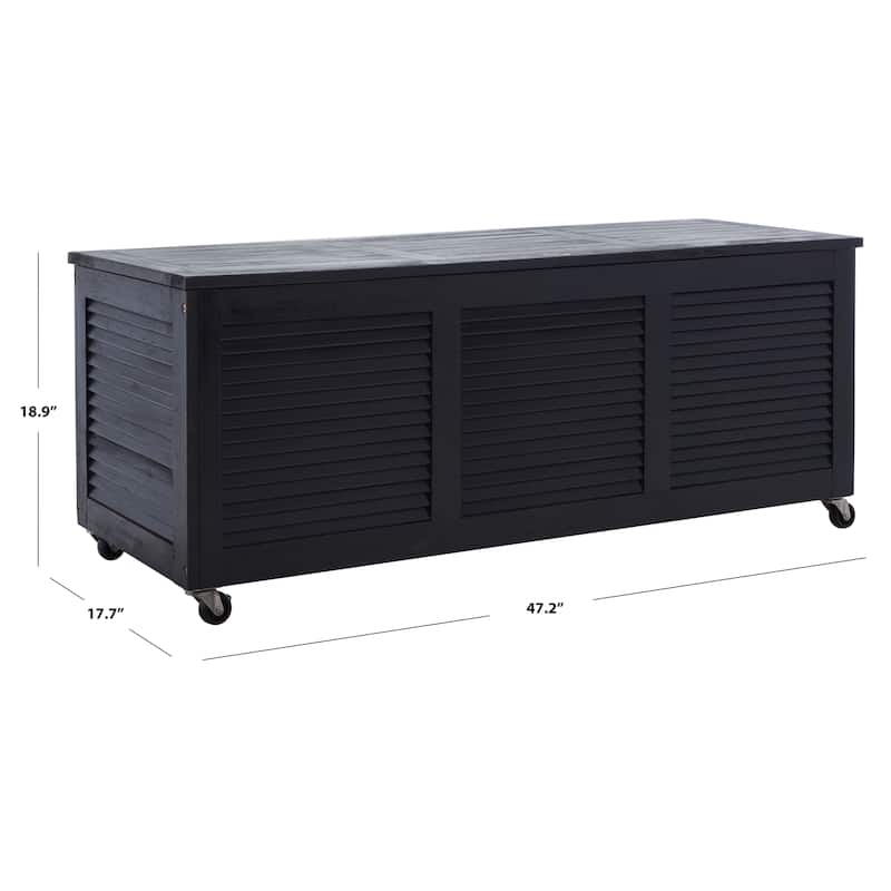 SAFAVIEH Outdoor Miah Cushion Solid Wood Storage Box - 47"W x 18"D x 19"H