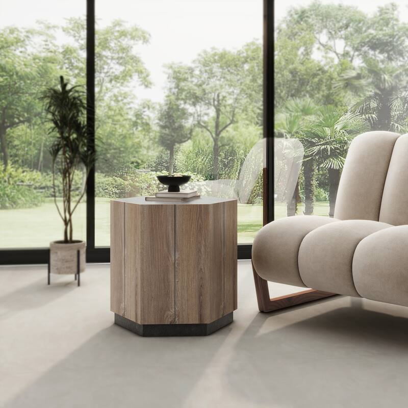 Hexagonal Coffee Table With Storage Drawer Rural Style Side End Table For Living Room Dining Room Bedroom