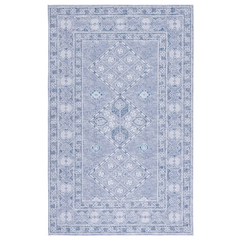 SAFAVIEH Tucson Machine Washable Slip Resistant Lotta Traditional Rug - 5' x 8' - Grey/Ivory