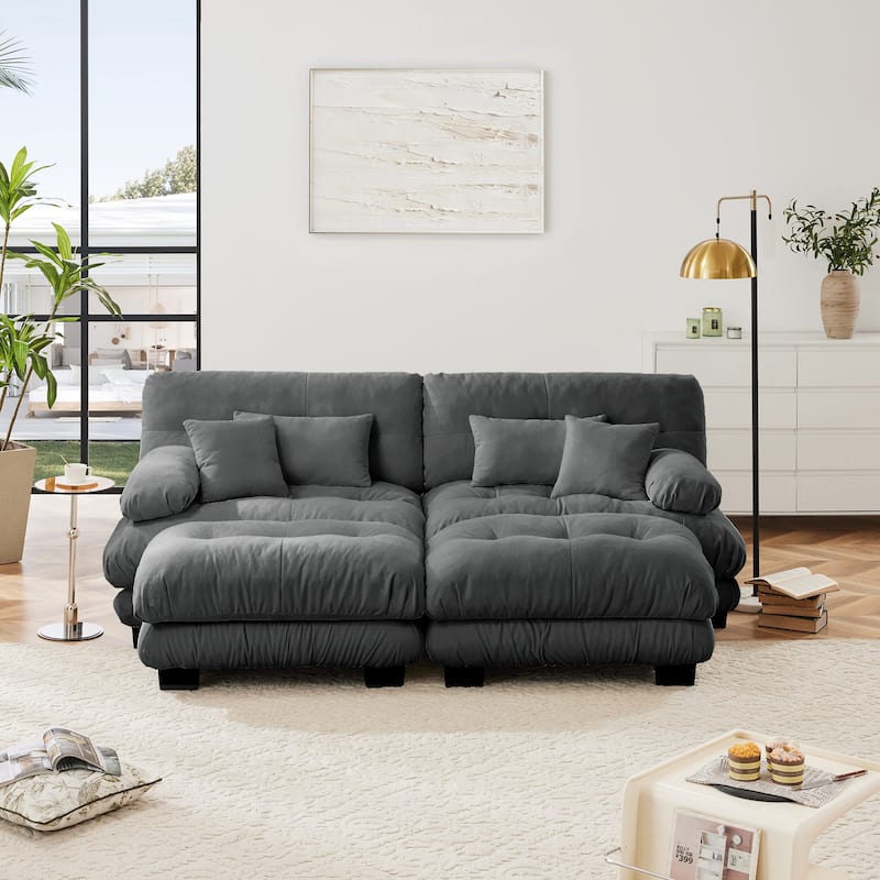 Cloud Couch 2-Seater Sofa with 2 Convertible Ottomans