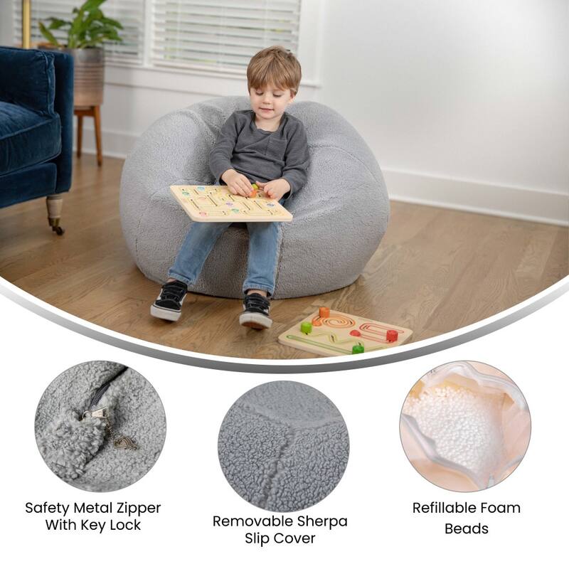 Small Refillable Bean Bag Chair for Kids and Teens