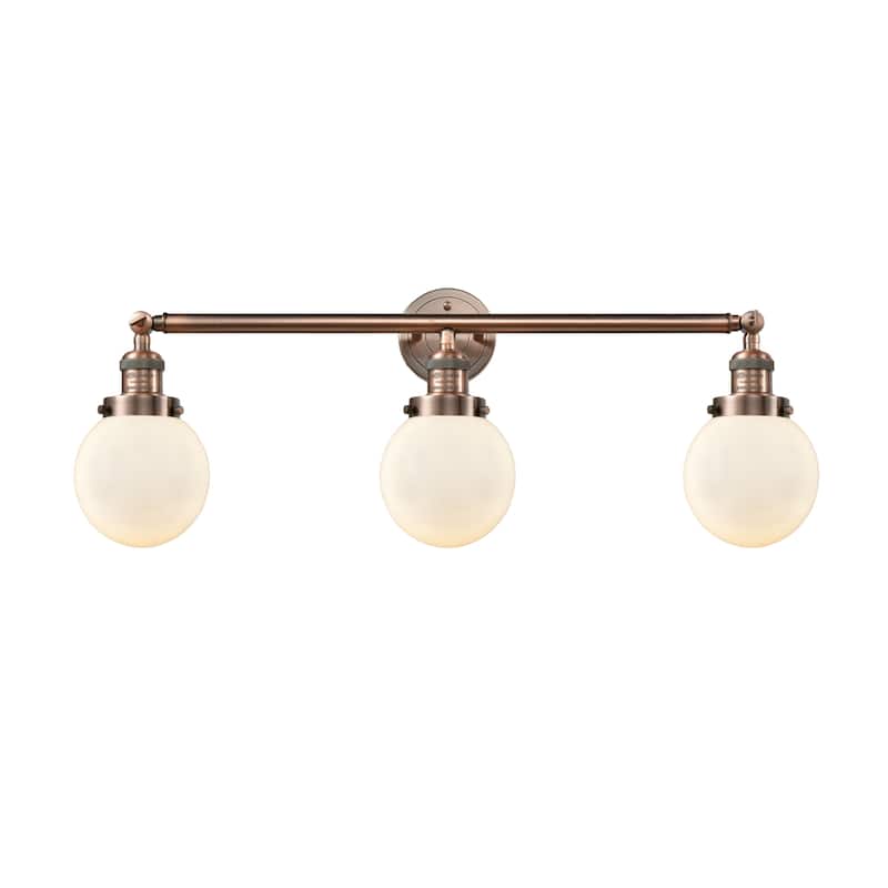 Innovations Lighting Beacon 3 Light 30" Wide Bathroom Vanity Light - Antique Copper / Matte White Cased