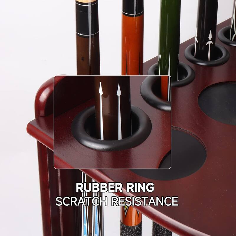 GSE™ 10-Pool Cue Wooden Corner-Style Billiard Pool Cue Rack. Floor Stand Pool Cue Stick Holder