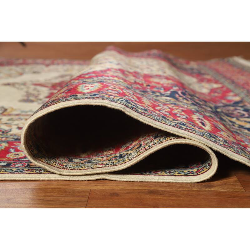 Hand Knotted Oriental 100% Wool Carpet Traditional Floral Beige & Ivories Tabriz Area Rug - 9' 10'' X 6' 5''