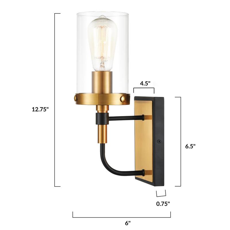 Light Society Emme 1-Light Vanity Light - Black/Brushed Brass