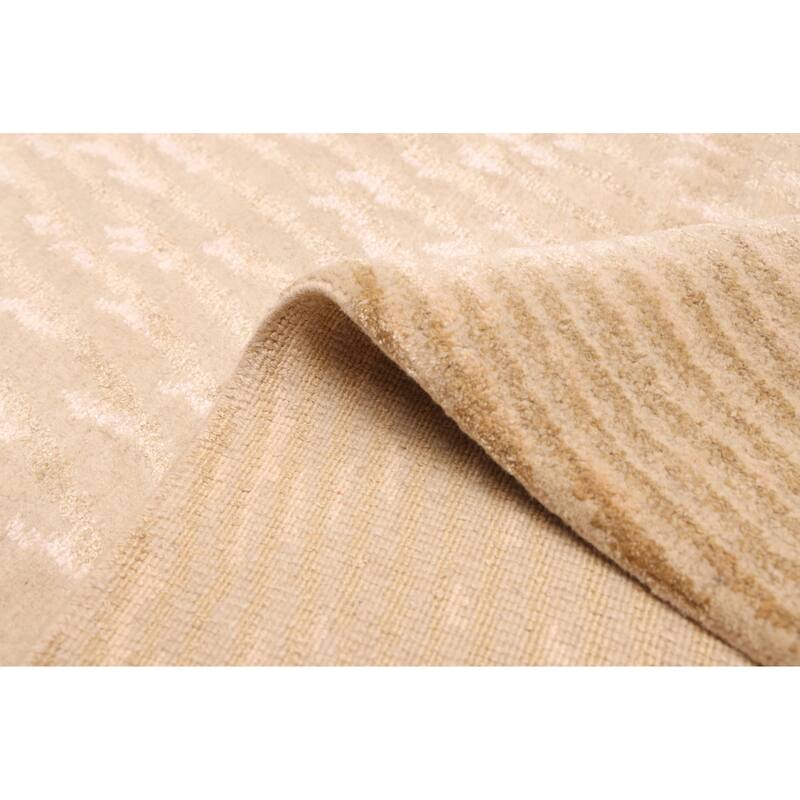 ECARPETGALLERY Hand-knotted Opulence Light Khaki Silk, Wool Rug - 7'11 x 9'9