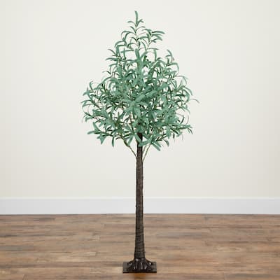 Pre-Lit Artificial Olive Tree - 5' - Warm White LED Lights