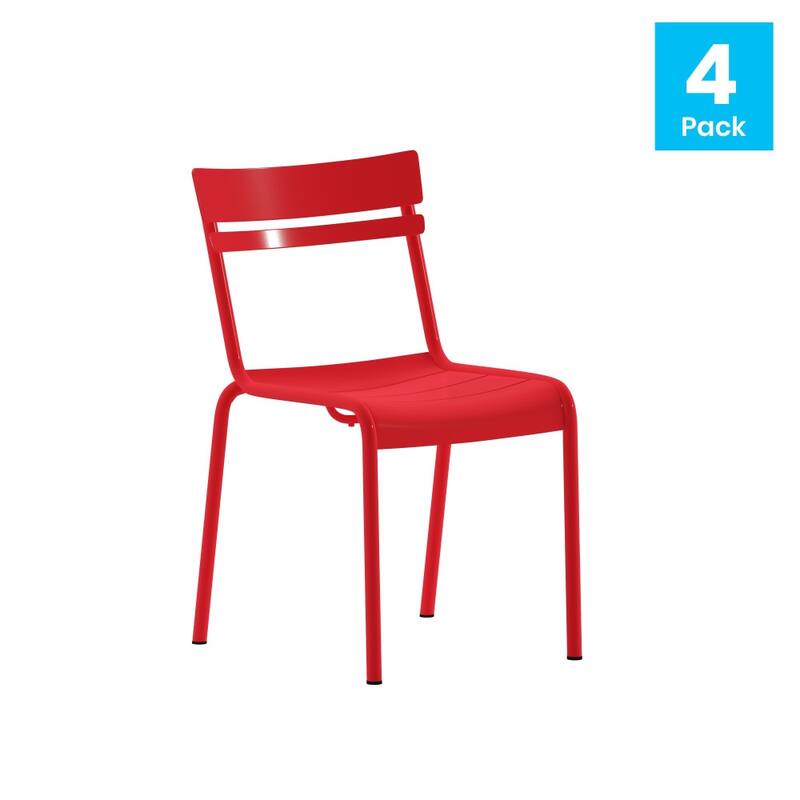Indoor/Outdoor Commercial Grade Modern Metal Slat Barstools (Set of 4)