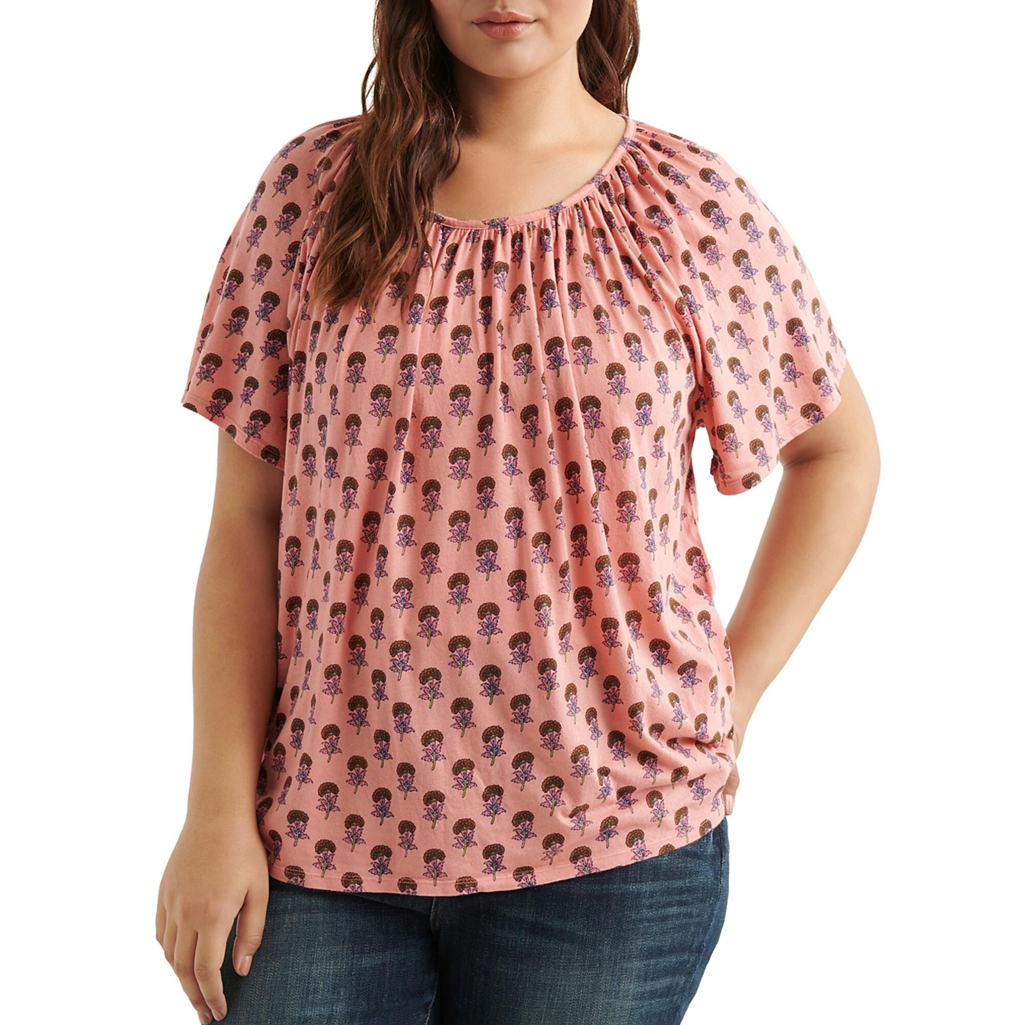 Shop Lucky Brand Womens Plus T Shirt Floral Print Scoop Neck