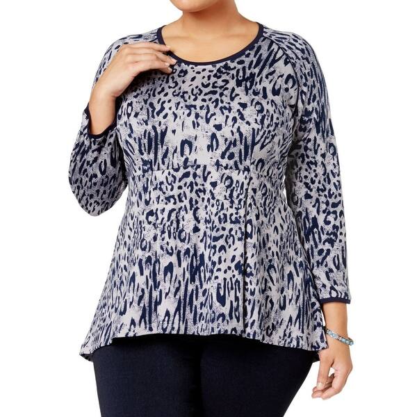 Shop Melissa Mccarthy Seven7 Blue Womens Size 3x Plus Animal Print