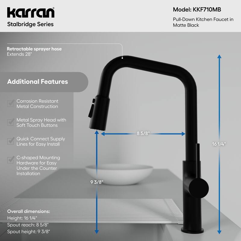 Karran Stalbridge Single Handle Pull-Down Sprayer Kitchen Faucet