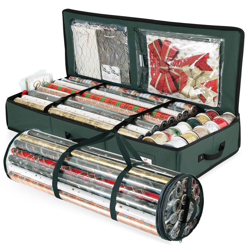 Empyrean Wrapping Paper Storage Container - 2 Pack Medium + Small - Green