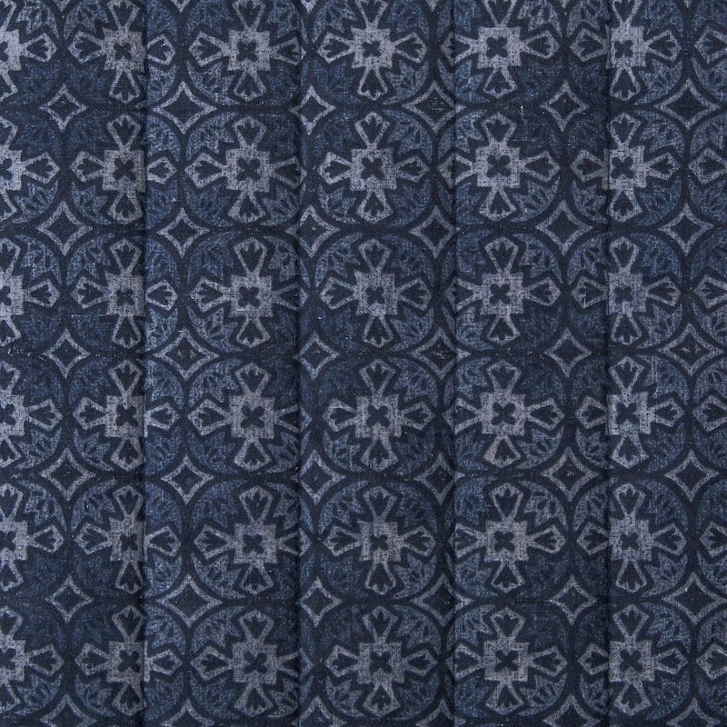 HiEnd Accents Indigo Medallion Design Reversible Quilt Set, 3PC