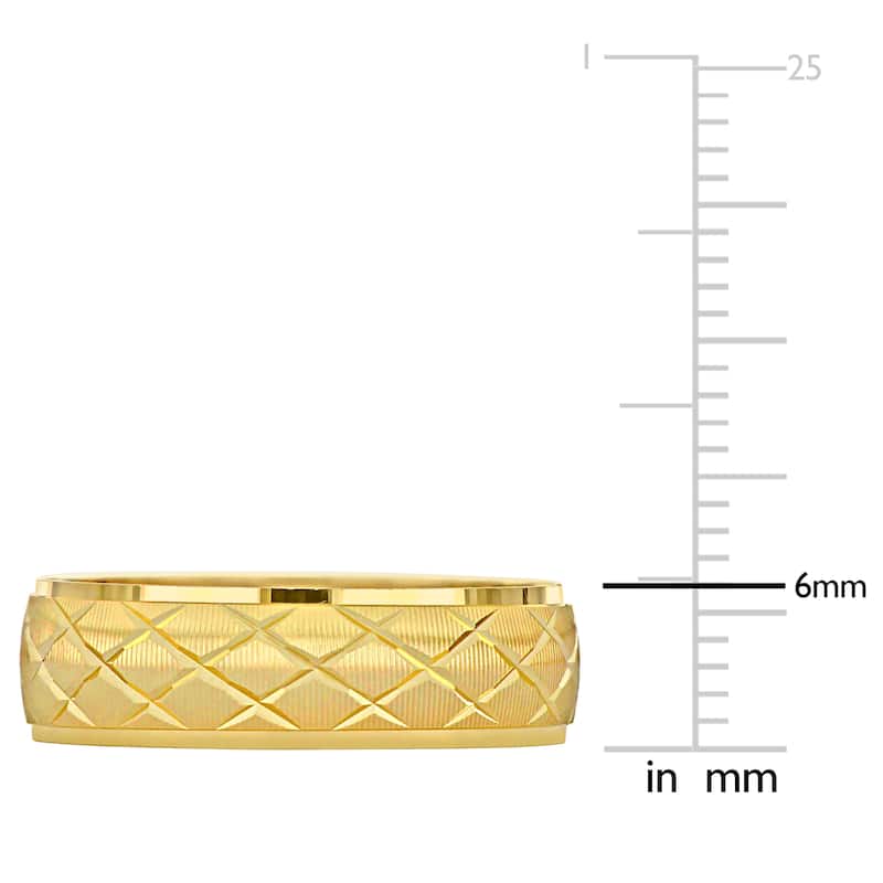 Miadora Mens 6 mm Lattice Wedding Band in 14k Yellow Gold