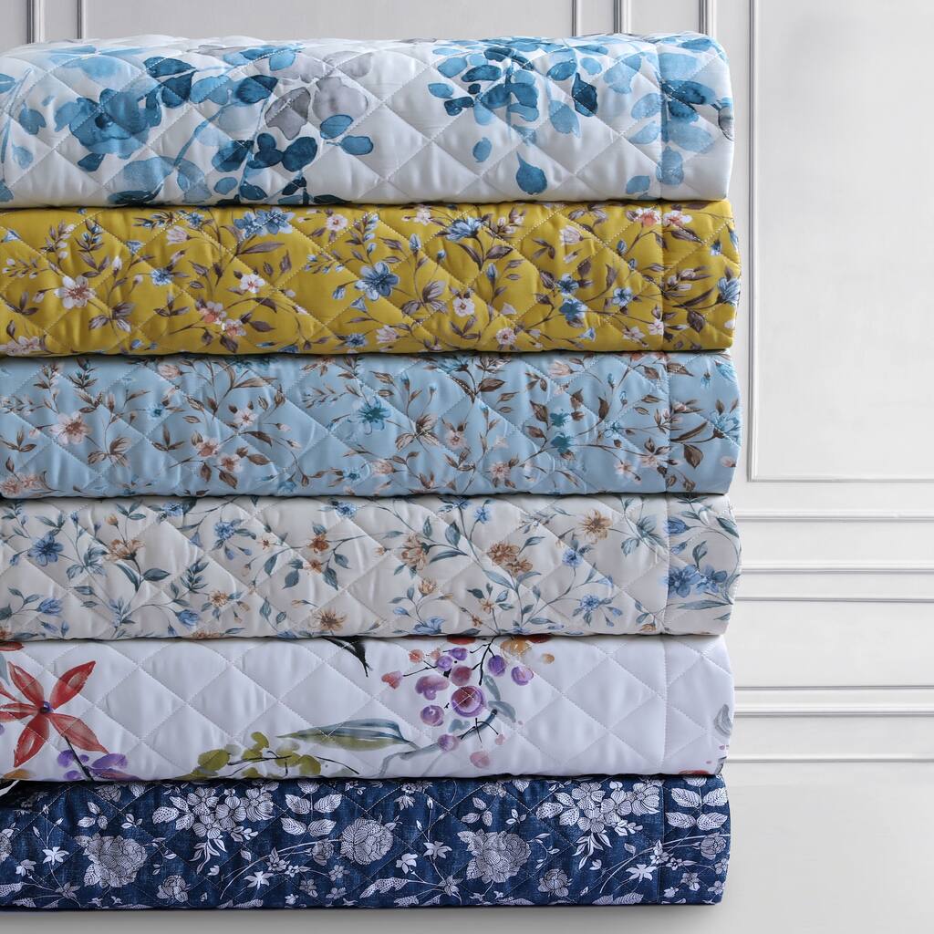 Azores Home Organic Cotton 300 Thread Count Printed Oversized Quilt Set