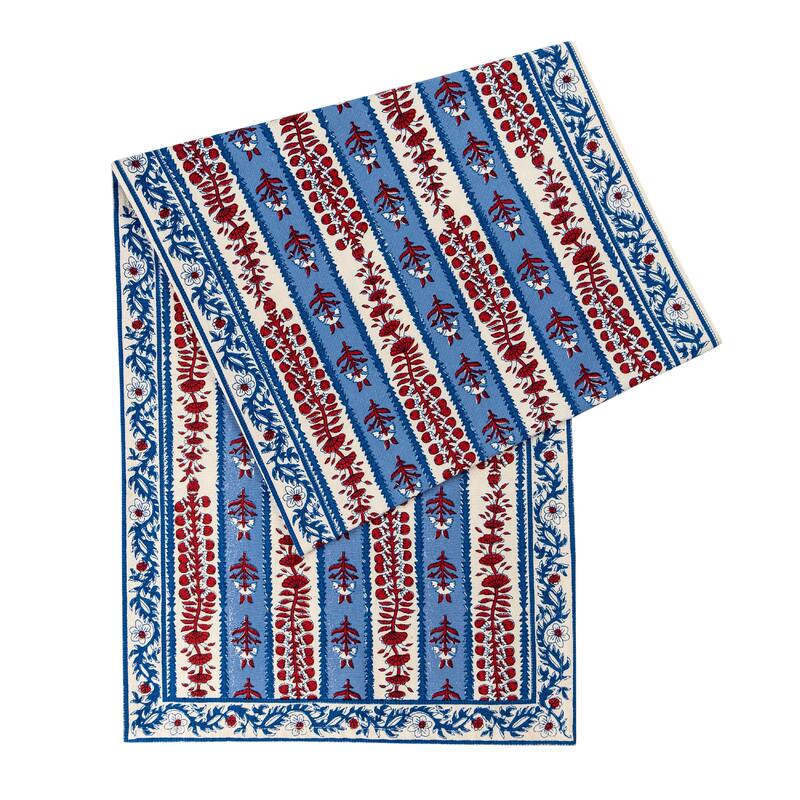 Couleur Nature Provence Avignon Runner - Red/Blue - 16" x 72" - 16 x 72 - Red/Blue - 16 x 72