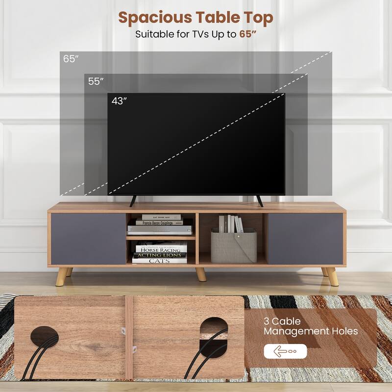 Gymax TV Stand for TVs up to 65'' Modern Rustic TV Cabinet w/ Open - See Details