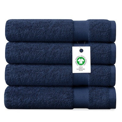 Delara Organic Cotton Luxuriously Plush Bath Towel Pack of 4 |GOTS & OEKO-TEX Certified |650 GSM Long Staple