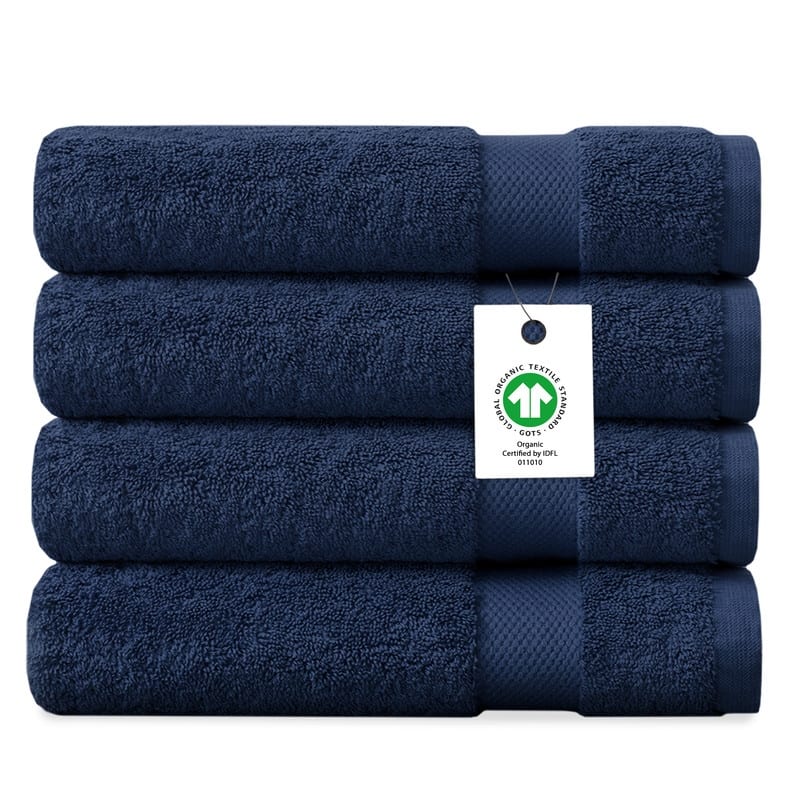 Delara Organic Cotton Luxuriously Plush Bath Towel Pack of 4 |GOTS & OEKO-TEX Certified |650 GSM Long Staple