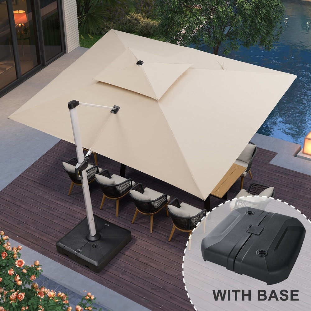 PURPLE LEAF 10 x 13ft Outdoor Rectangle Large Cantilever Umbrella with Base