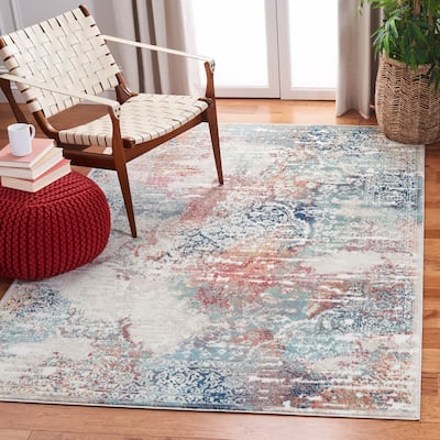 SAFAVIEH Skyler Diny Vintage Boho Distressed Rug - Beige/Burgundy - 5' 5" x 7' 7"