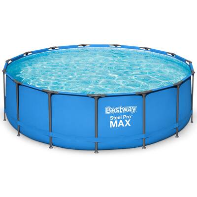 Bestway Steel Pro MAX 15' x 48" Round Above Ground Swimming Pool for Backyard. - 15' x 48"