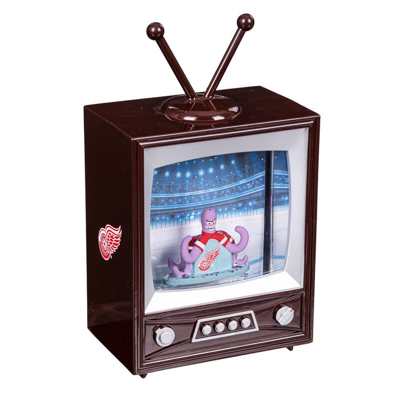 Detroit Red Wings 8 in. Vintage TV Light Up Water Lantern Snow Globe with Mascot