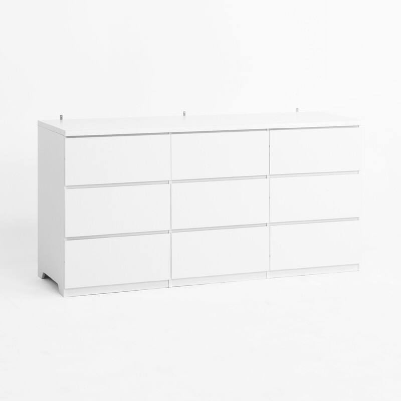 9-Drawer Handle-Free Dresser, Modern Matte Wood Storage Chest for Bedroom, Living Room or Entryway