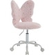 preview thumbnail 1 of 16, Cute Butterfly Back Kids Desk Chair, Adjustable Furry Swivel Chair for Study/Home/Bedroom/School Star Pink