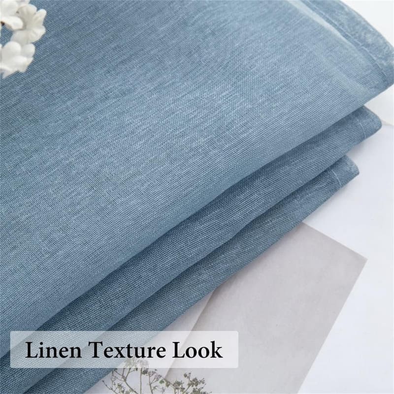 Dusty Blue Linen Sheer Curtains 54x84" Farmhouse