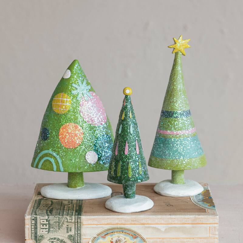 Resin Christmas Tree with Dots and Glitter - Multi