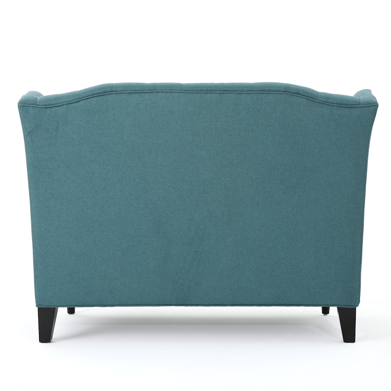 50.25" Velvet Button Tufted High Wingback Loveseat Sofa with Wood Legs for Living Room