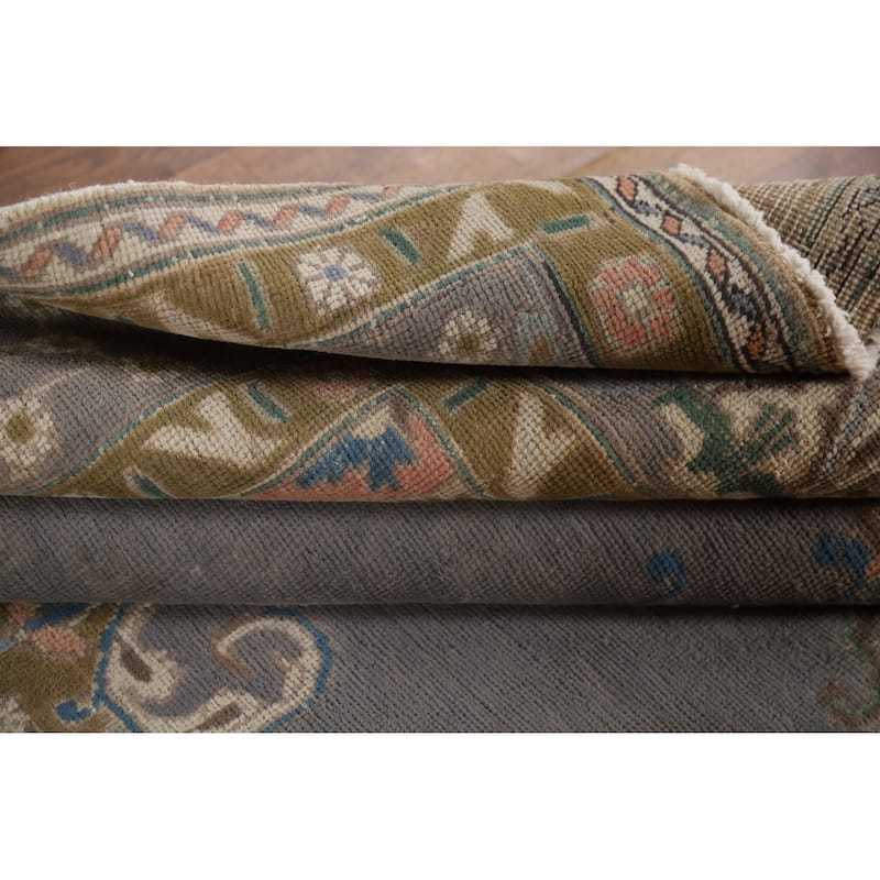 Gray Tabriz Vintage Persian Area Rug Hand-Knotted Wool Carpet - 6'6" x 9'8"