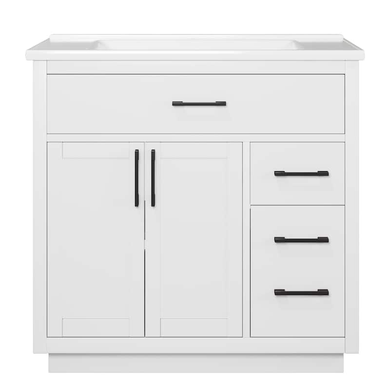 36" Free-Standing Bathroom Vanity with Marble Countertop-Soft-Close Drawers & Cabinet