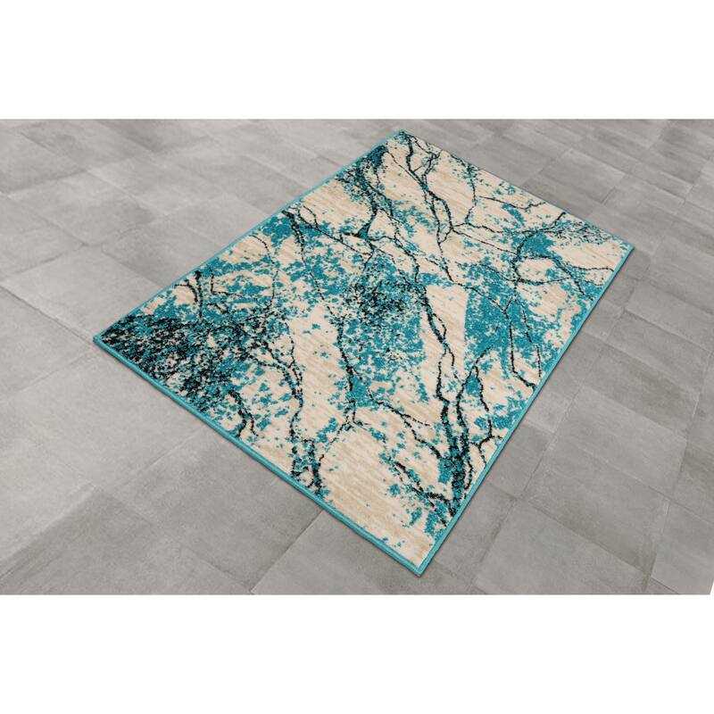 Polypropylene Lightning Moder Oriental Area Rug