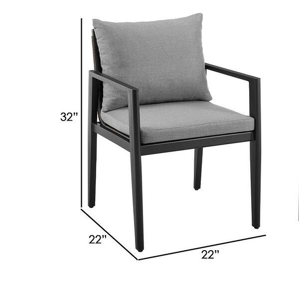 Ollie 22 Inch Patio Dining Armchair, Set of 2, Aluminum, Gray Cushions Bed Bath & Beyond