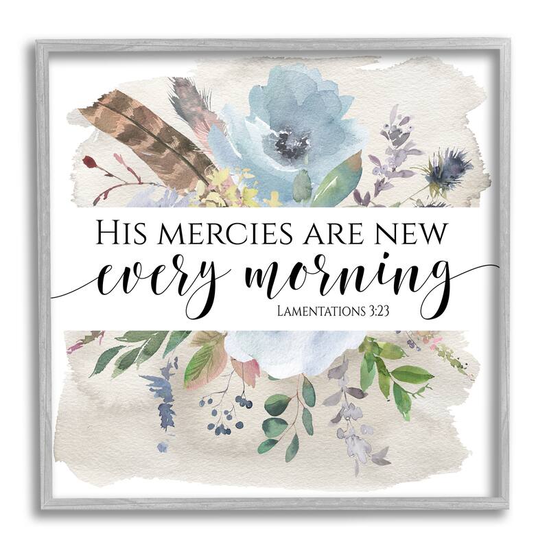 Stupell His Mercies Are New Lamentations 3:23 Blue Florals Framed Wall Art - Multi-Color