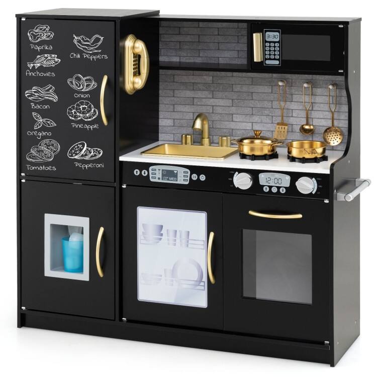 Toddler Pretend Play Kitchen for Boys and Girls 3-6 Years Old - Black